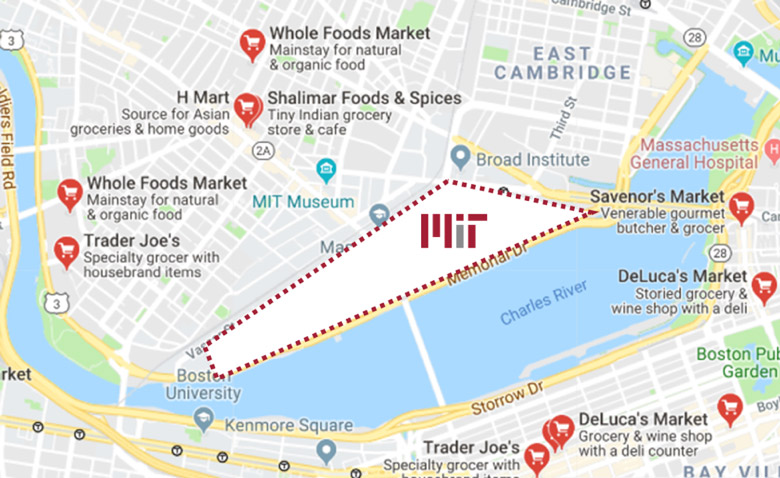 Food shopping locations near MIT